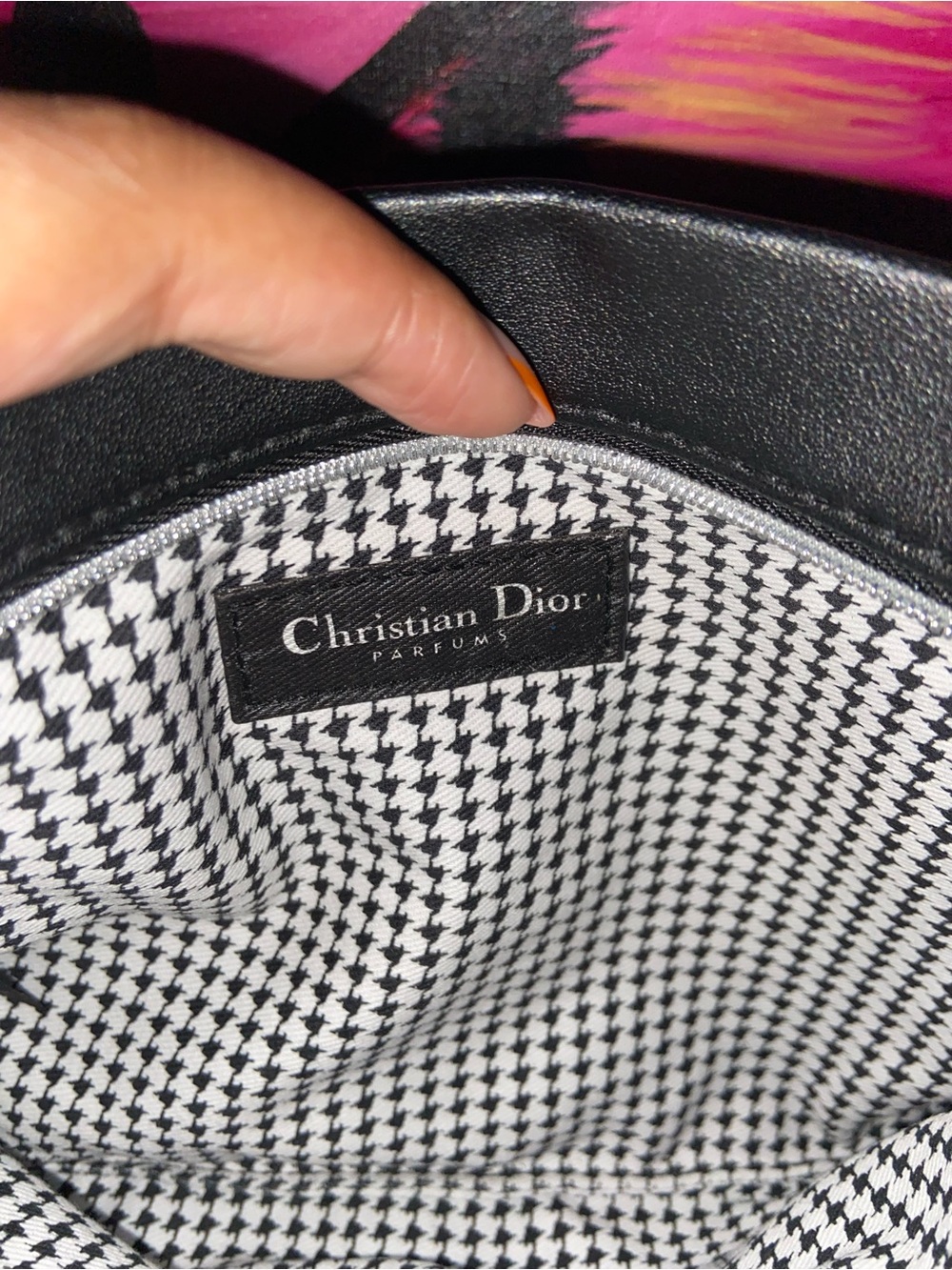 Dior Parfums Black Leather Pouch with Silver Logo Accent - Picture 5 of 5